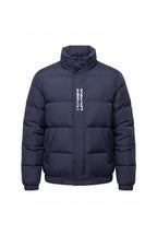 Men’s Winter Warm Navy Blue Puffer Jacket with Stand Collar