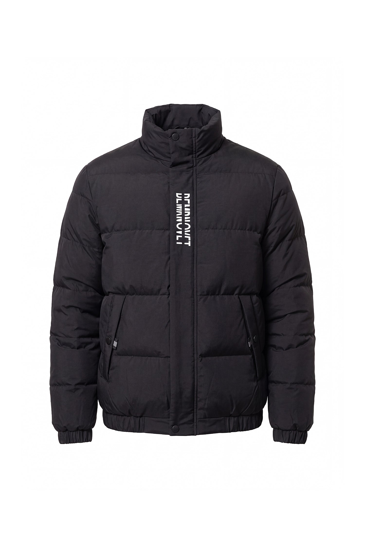 Men’s Winter Warm Black Puffer Jacket with Stand Collar