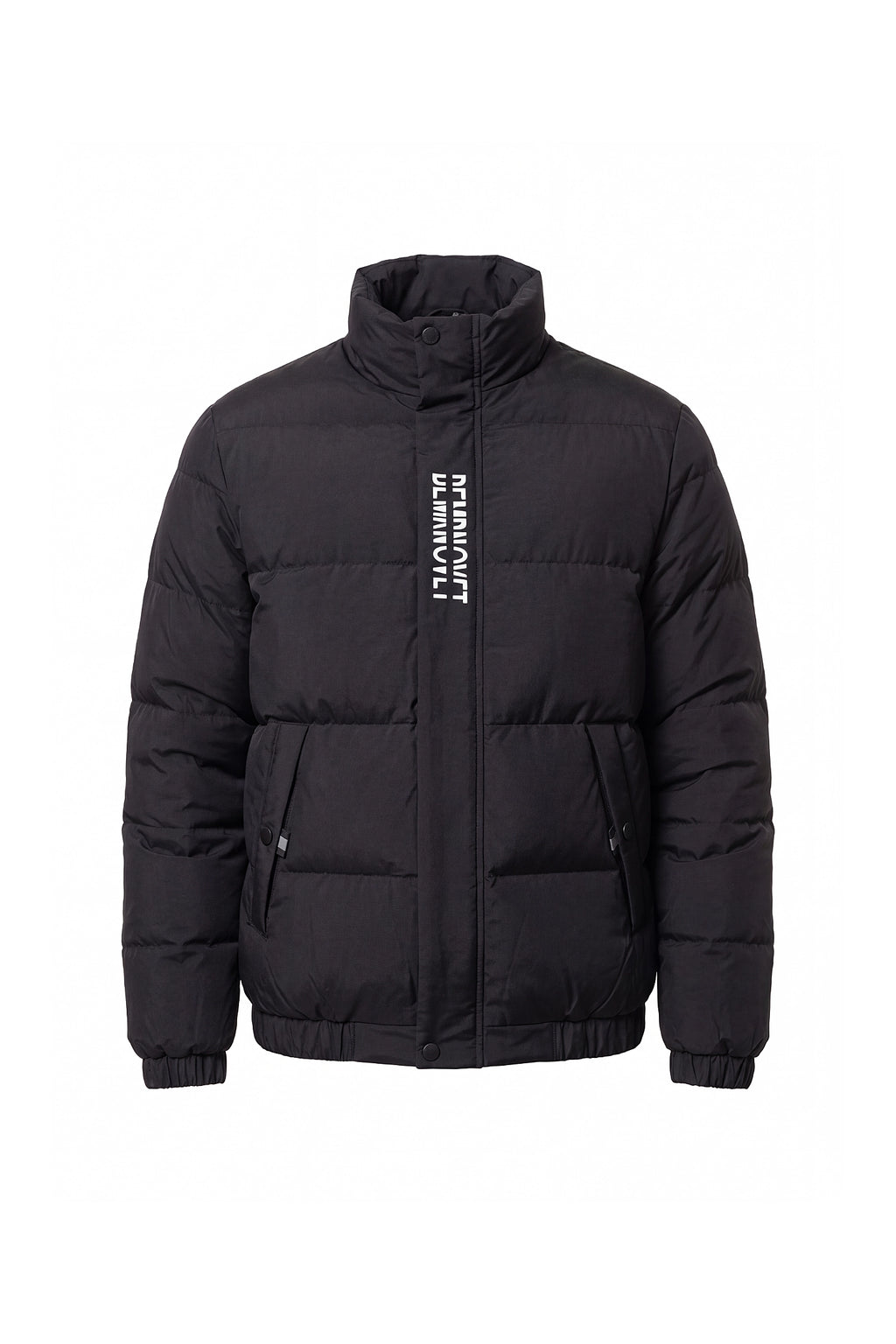 Men’s Winter Warm Black Puffer Jacket with Stand Collar
