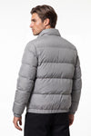 Men’s Winter Warm Light Grey Puffer Jacket with Stand Collar