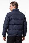Men’s Winter Warm Navy Blue Puffer Jacket with Stand Collar