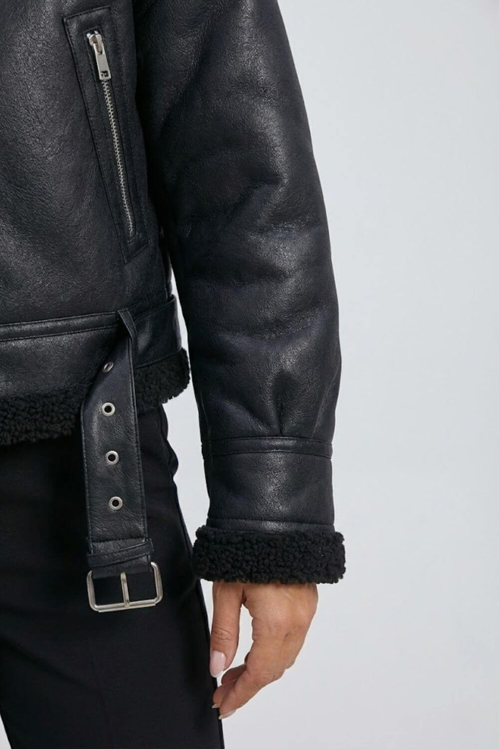 Caurelle | Women’s Belted Faux Fur Winter Lapel Jacket