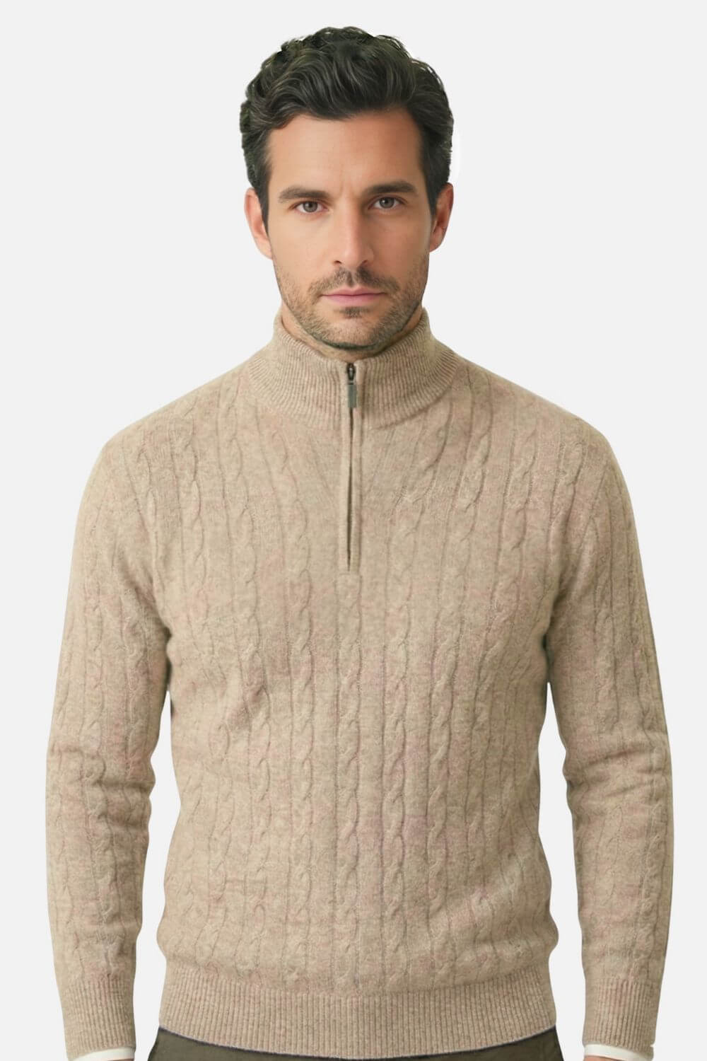Caurelle | Men’s Cable Knitted Half Zip Jumper