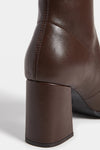 Women's Winter Block Heel Pointed Toe Leather Ankle Boots