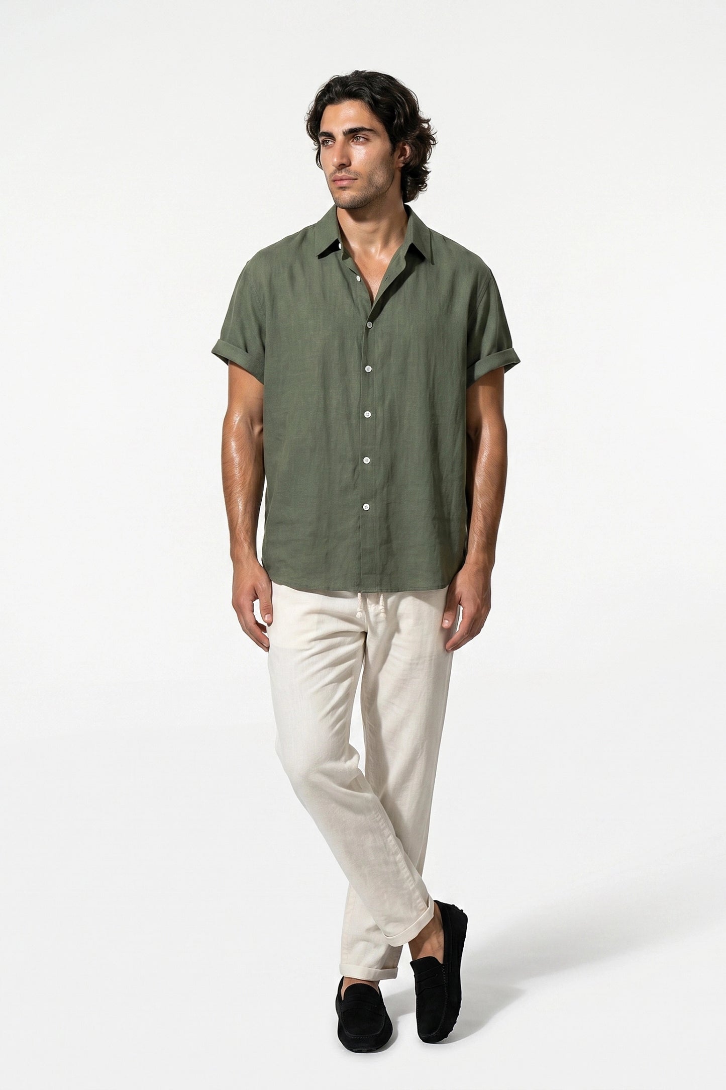 Caurelle | Men’s Shirt and Trousers Set Linen Look Comfort Summer Outfit