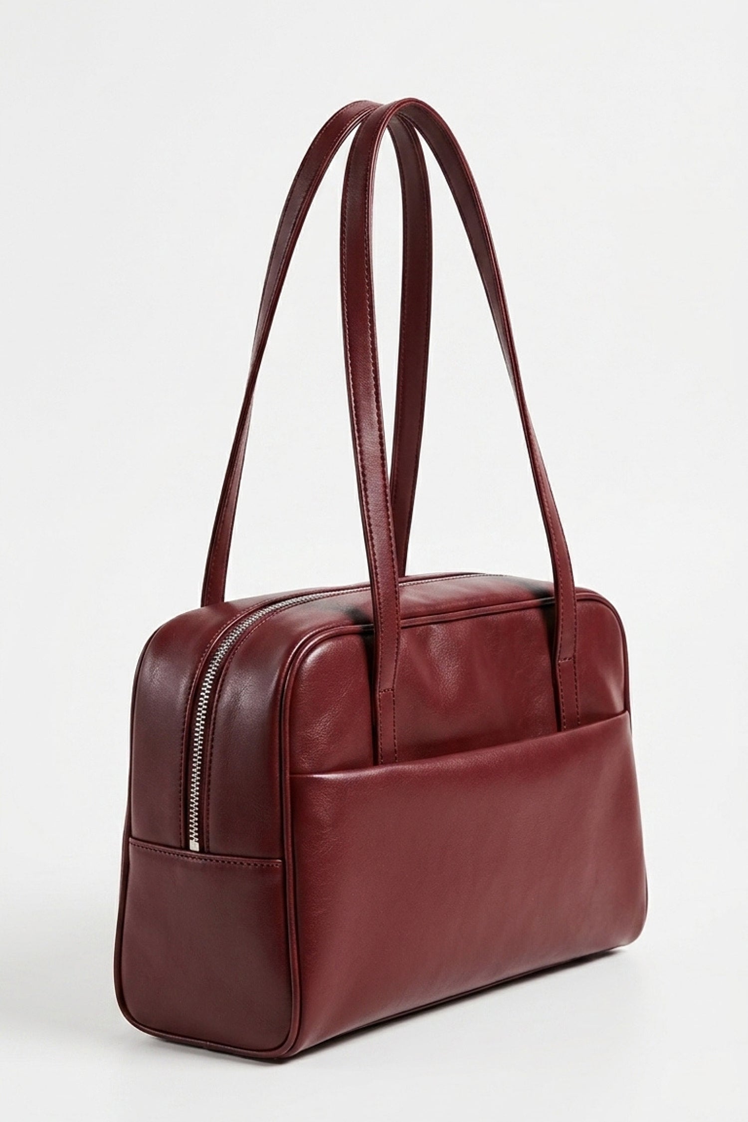 Women's Spacious Leather Shoulder Bag with Double Handle