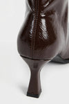 Women’s Leather Pointed Toe High Heel Ankle Boots with Side Zip