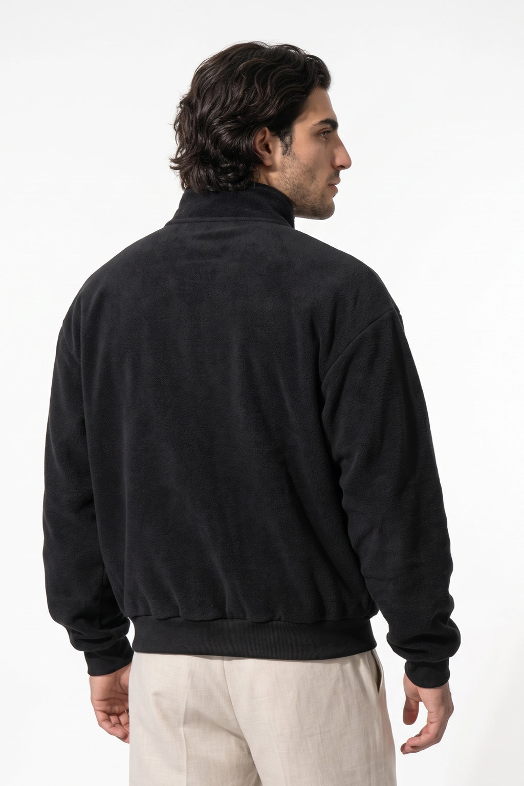 Men’s Winter Warm Fleece Cardigan Stand Collar Full Zip