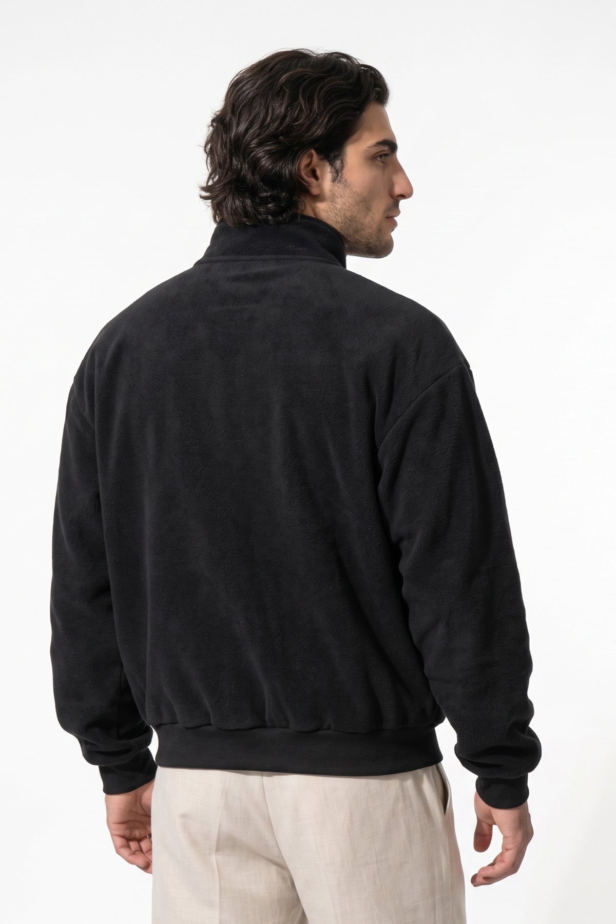 Men’s Winter Warm Fleece Cardigan Stand Collar Full Zip