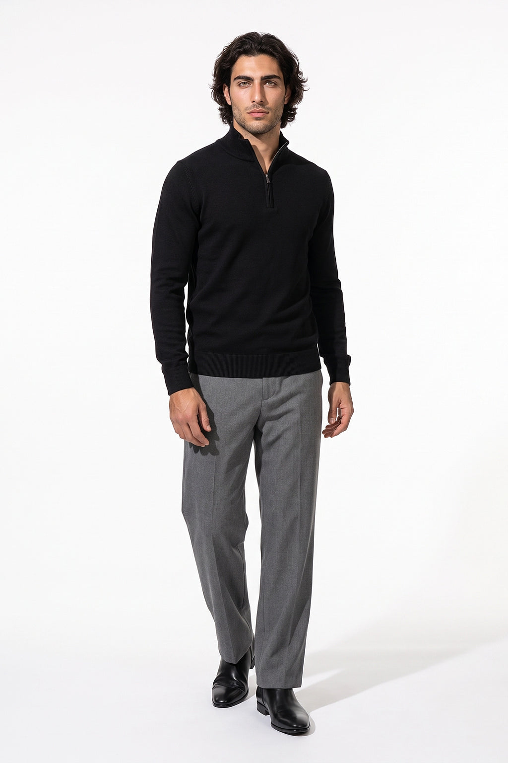 Men's Winter Comfortable Fine Knit Quarter Zip Jumper