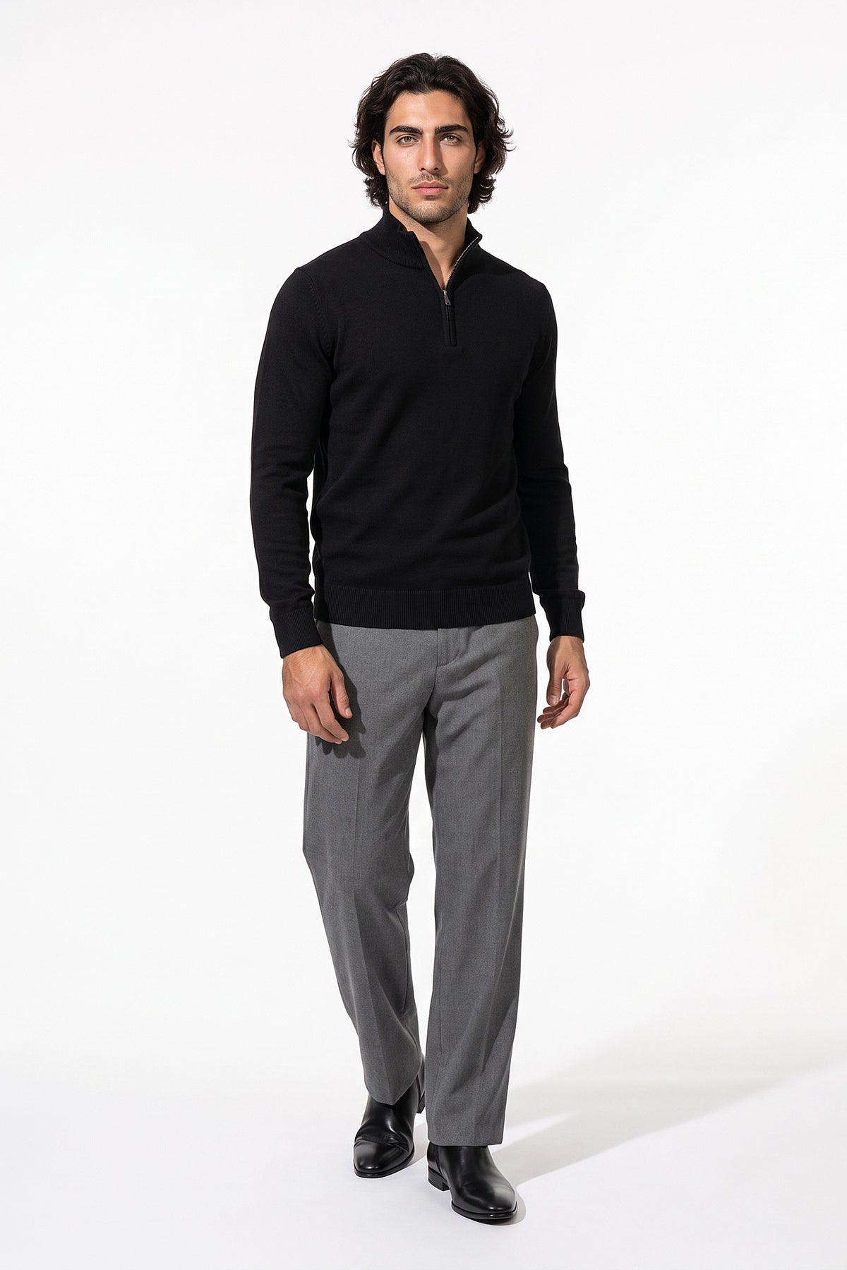 Men's Winter Comfortable Fine Knit Quarter Zip Jumper