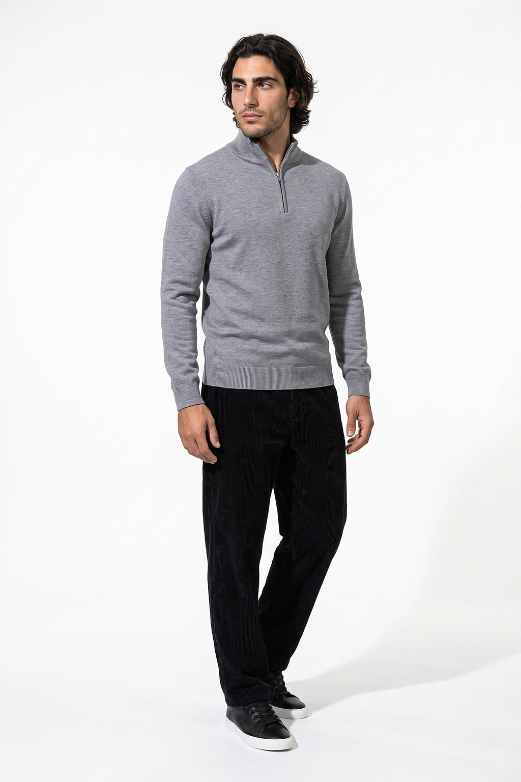 Men's Winter Comfortable Fine Knit Quarter Zip Jumper