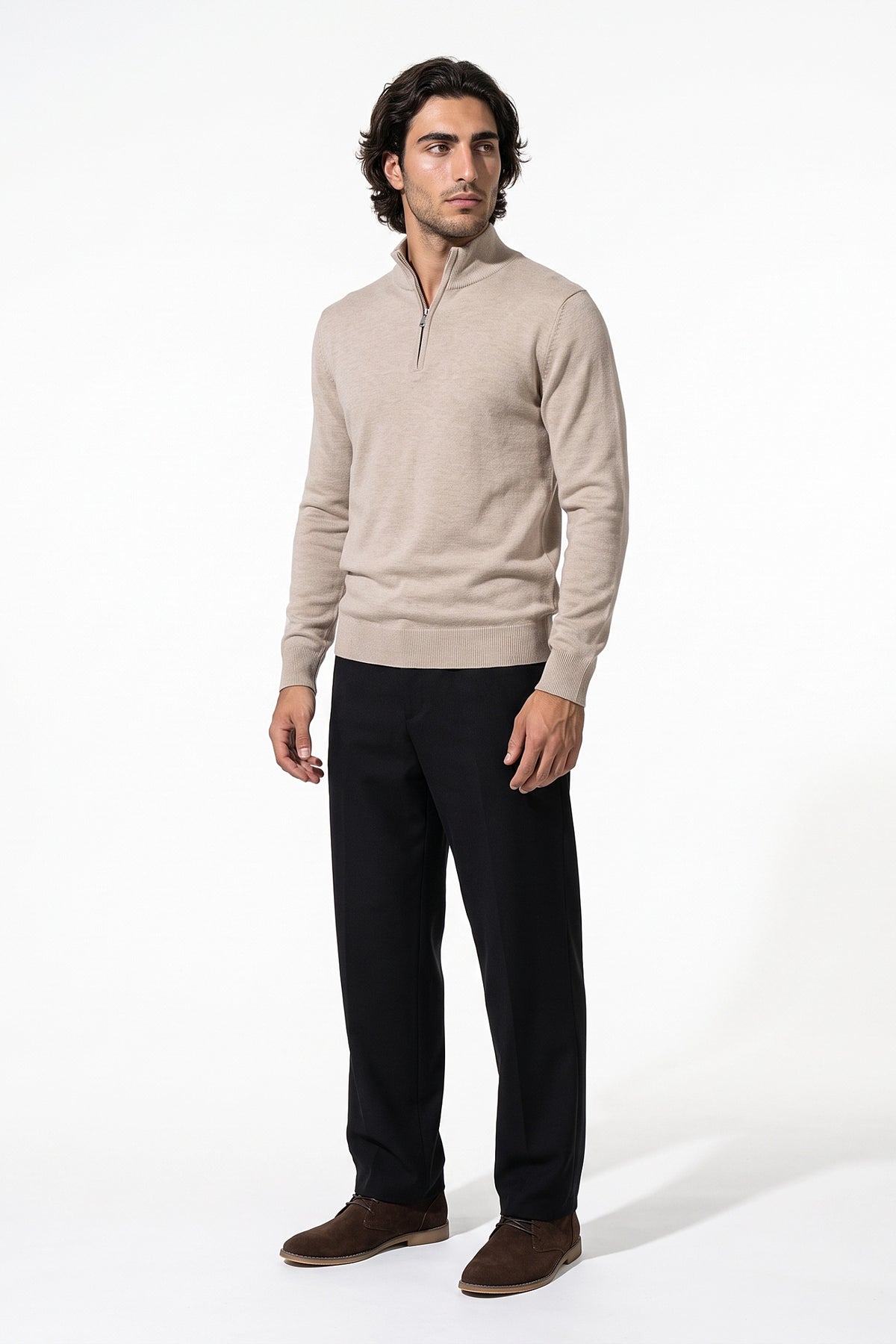 Men's Winter Comfortable Fine Knit Quarter Zip Jumper