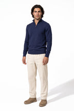 Men's Winter Comfortable Fine Knit Quarter Zip Jumper