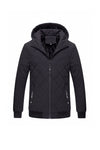 Men’s Winter Warm Black Quilted Jacket with Hood and Full Zip