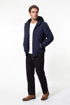Men’s Winter Warm Blue Quilted Jacket with Hood and Full Zip