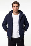 Men’s Winter Warm Blue Quilted Jacket with Hood and Full Zip