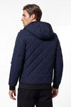 Men’s Winter Warm Blue Quilted Jacket with Hood and Full Zip