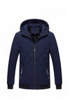 Men’s Winter Warm Blue Quilted Jacket with Hood and Full Zip