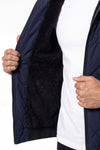 Men’s Winter Warm Blue Quilted Jacket with Hood and Full Zip