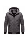 Men’s Winter Warm Grey Quilted Jacket with Hood and Full Zip