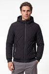 Men’s Winter Warm Black Quilted Jacket with Hood and Full Zip