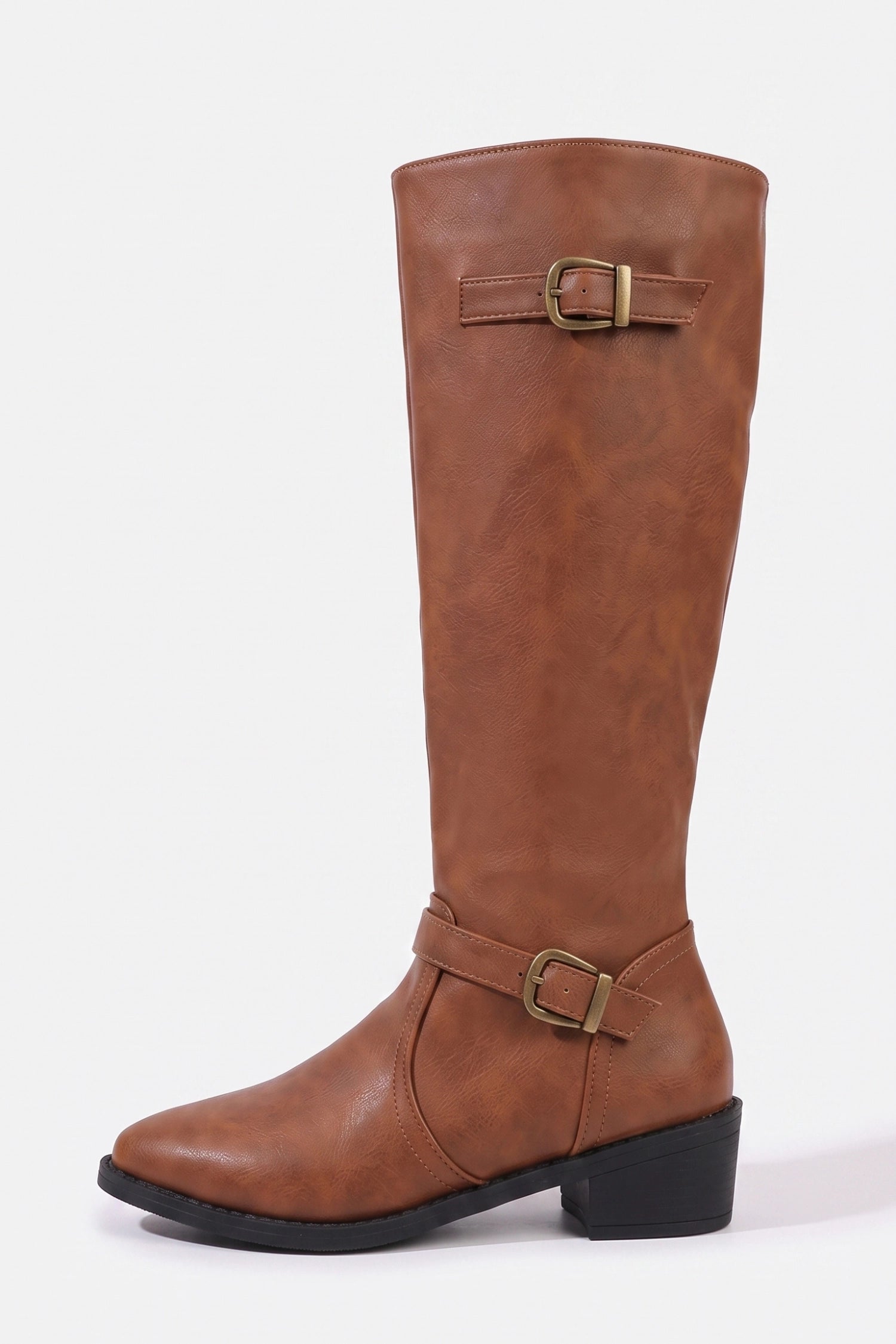 Women’s Winter Knee High Boots with Side Zip and Buckle