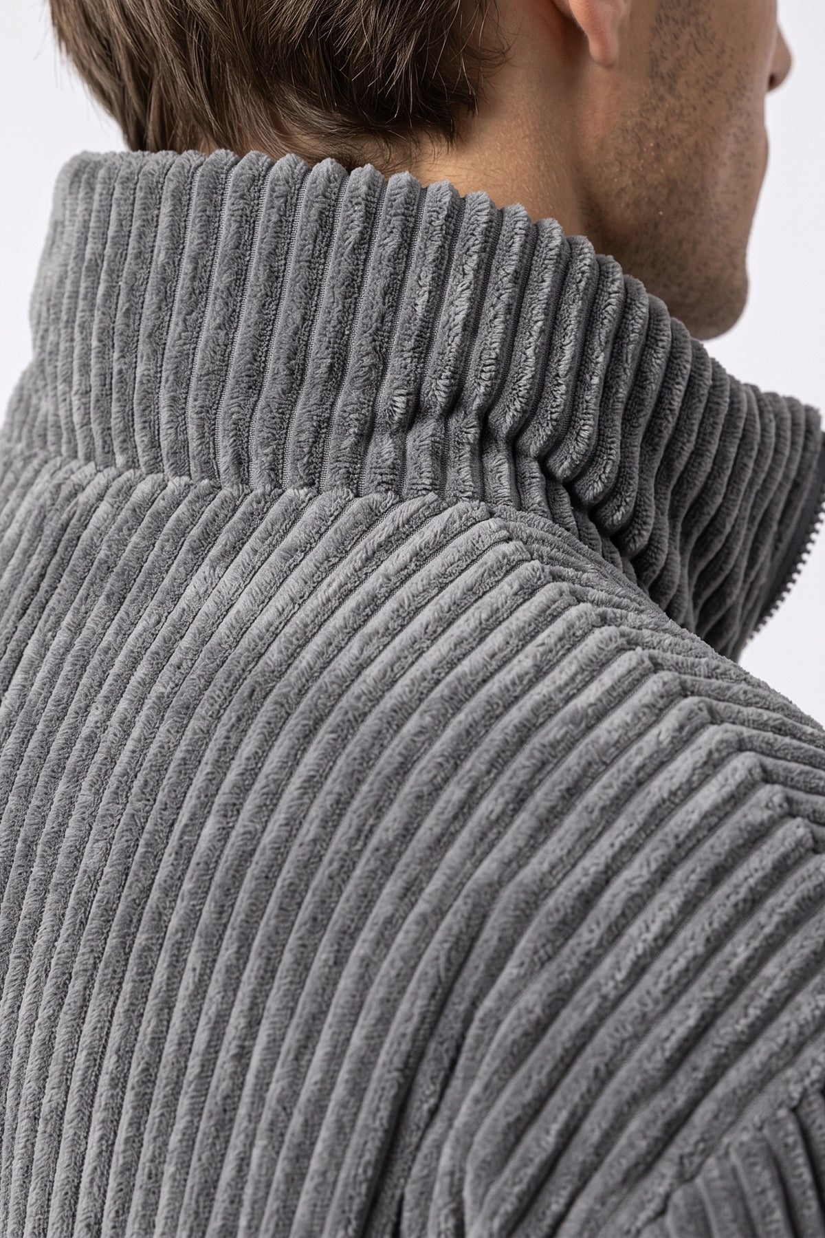 Men's Winter Warm Corduroy Padded Jacket with High Collar