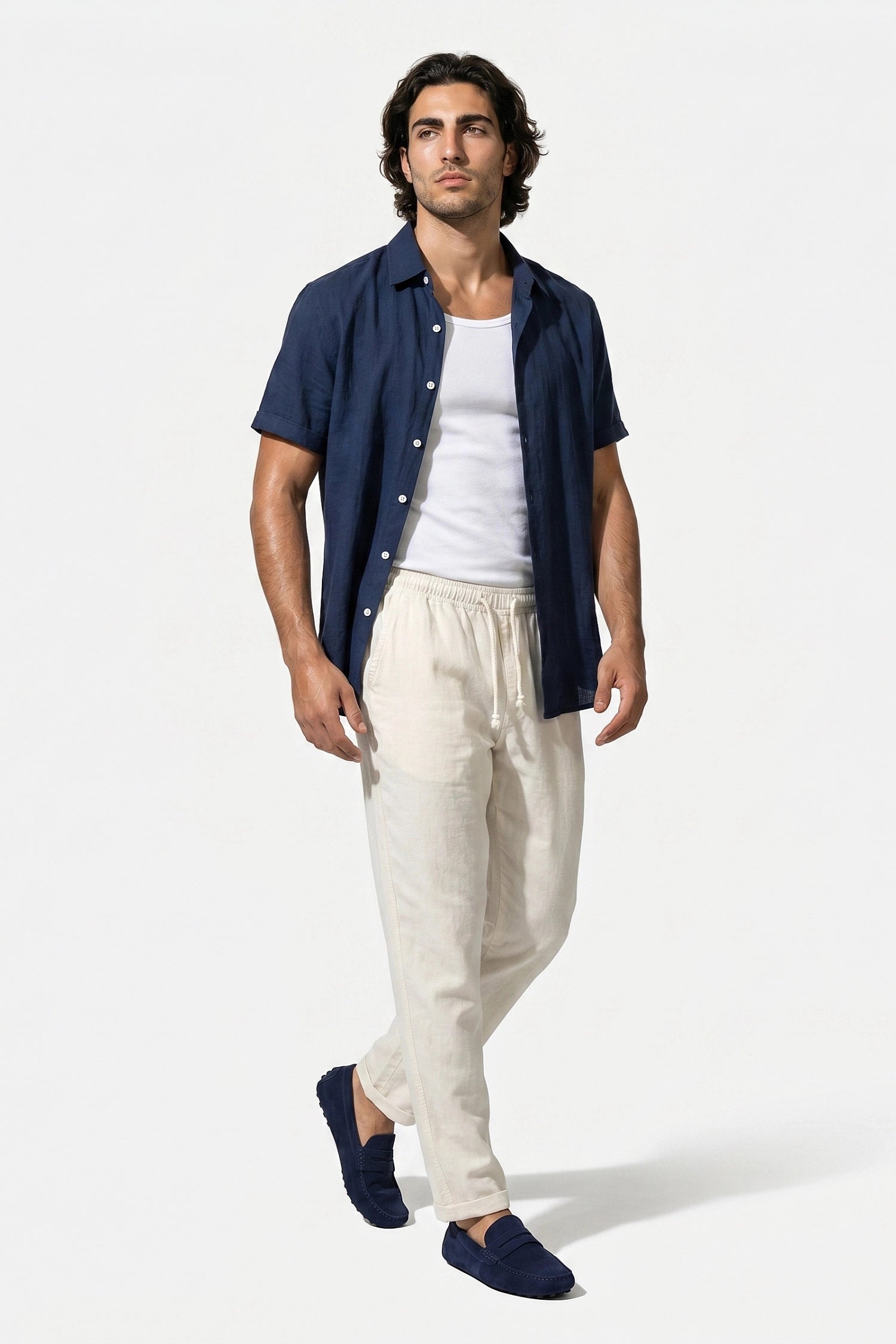 Caurelle | Men’s Shirt and Trousers Set Linen Look Comfort Summer Outfit