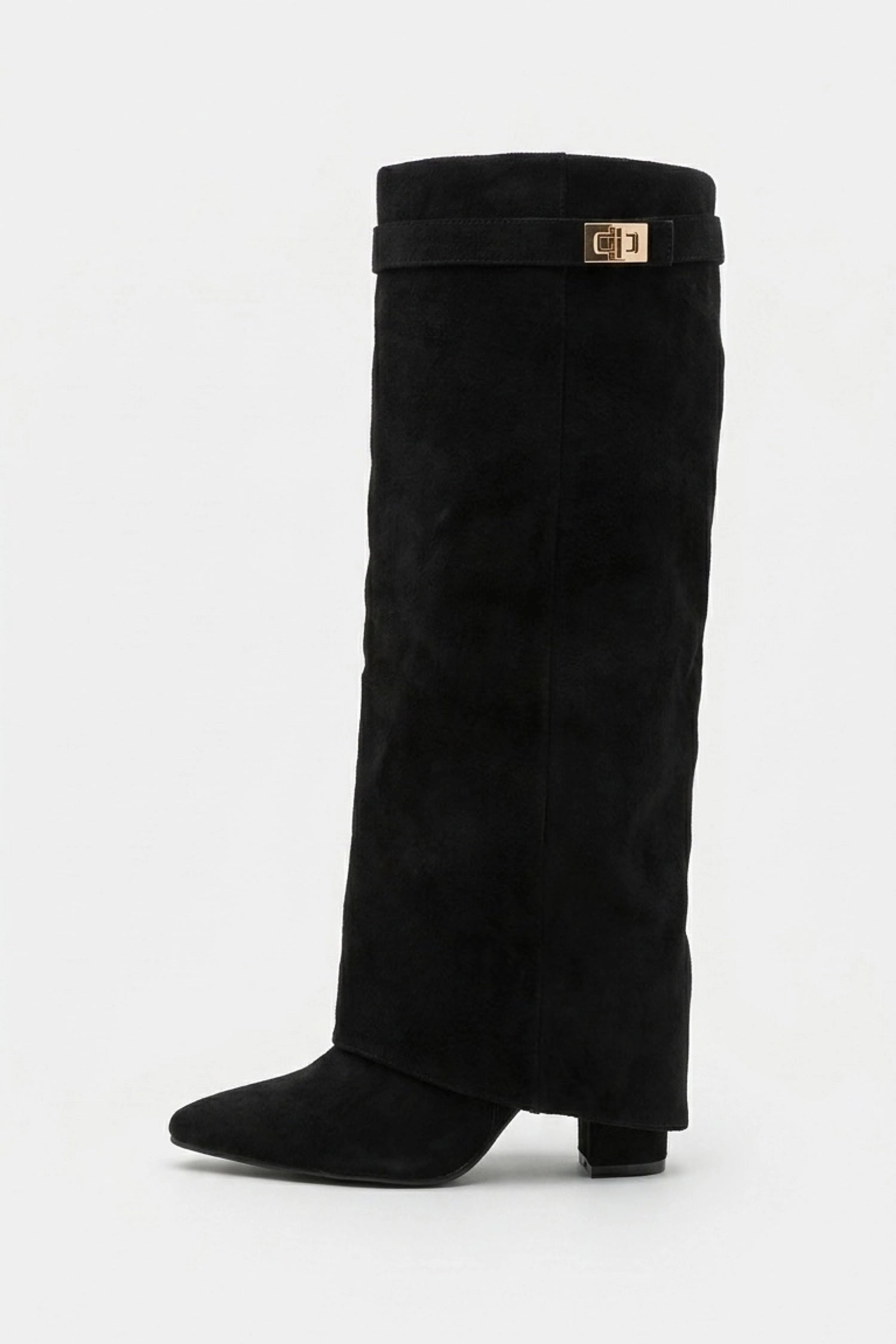 Women’s Slouch Pointed Toe Knee High Boots Low Heel