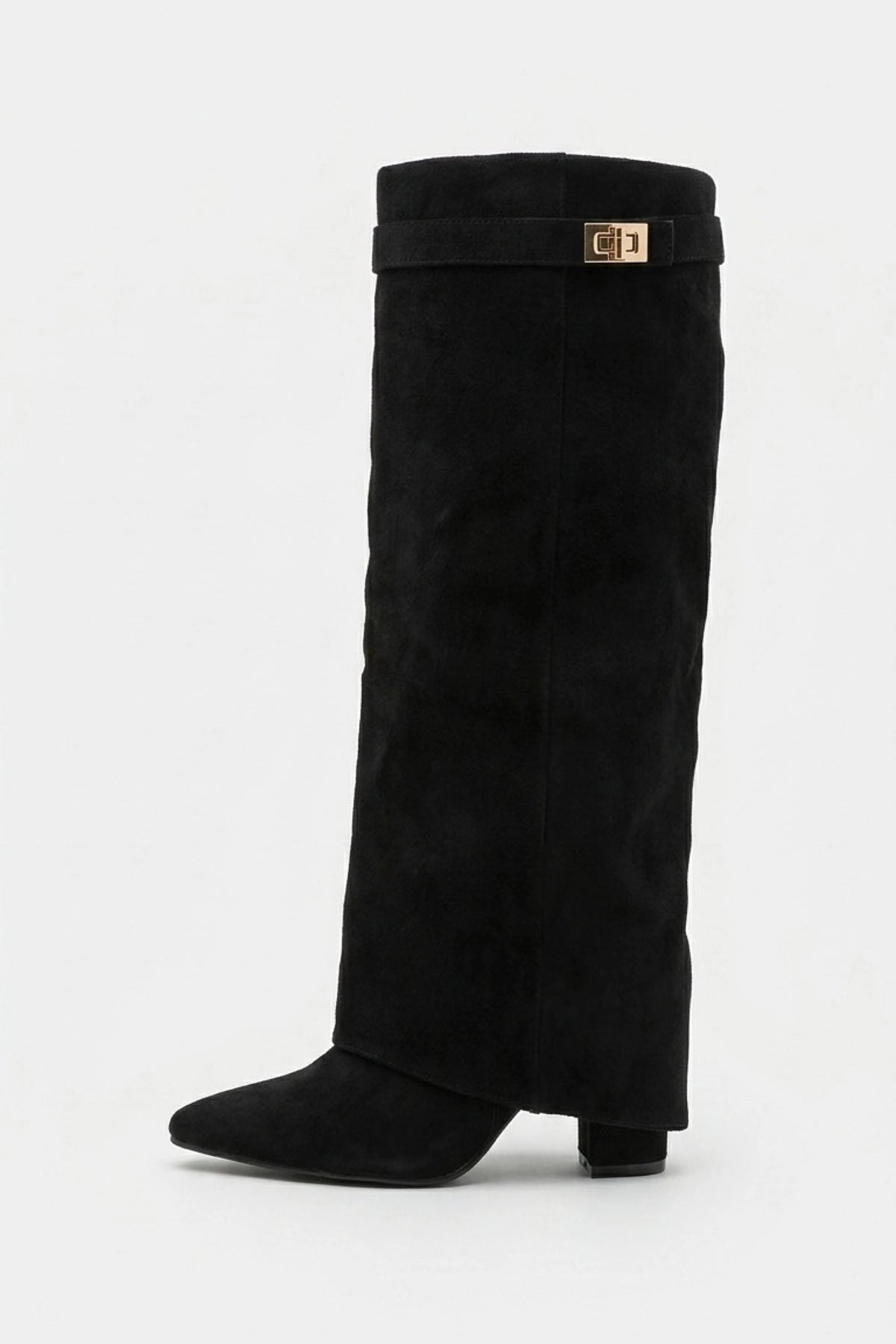 Women’s Slouch Pointed Toe Knee High Boots Low Heel