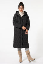 Women's Winter Warm Longline Quilted Coat with Hood
