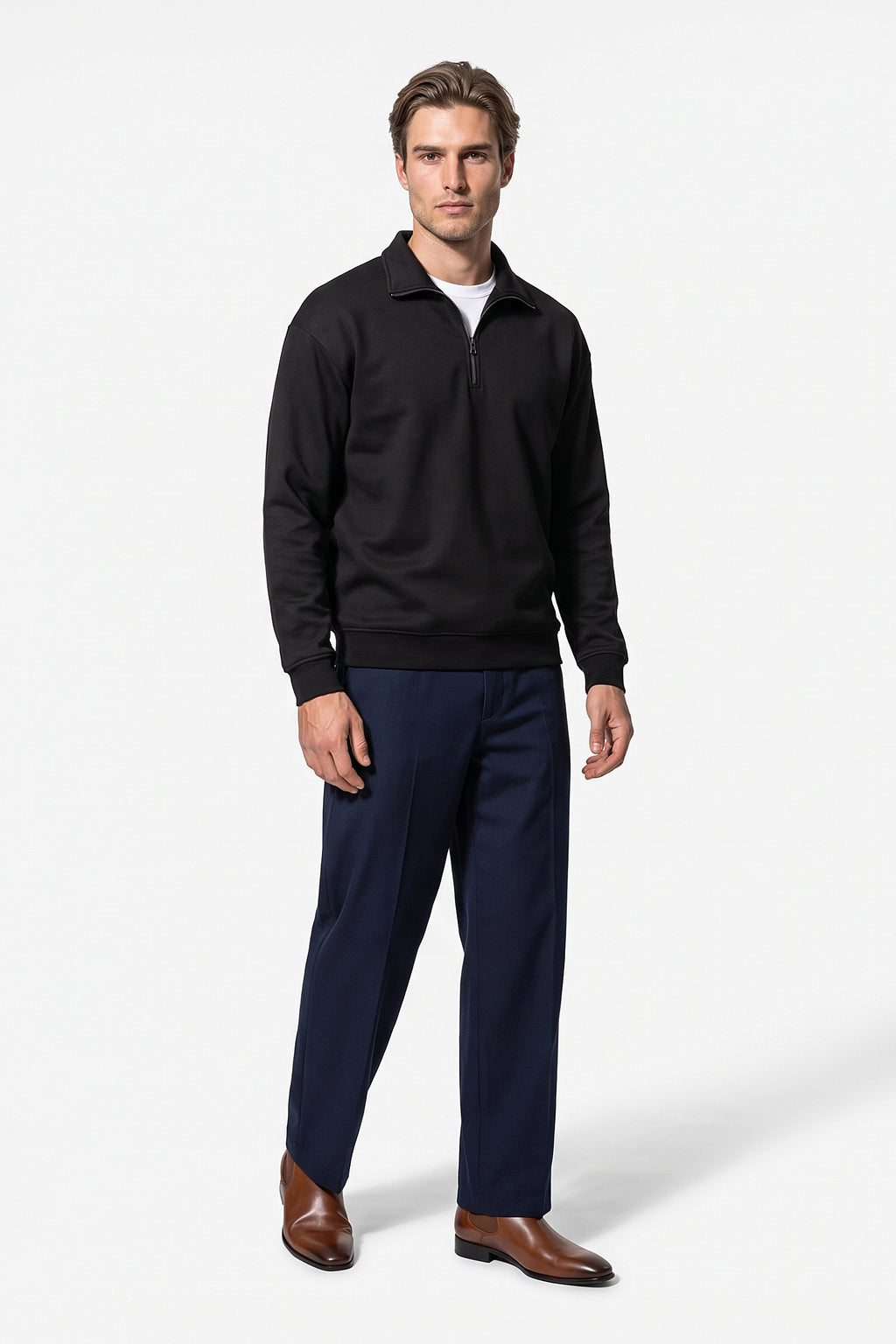 Men's Winter Comfortable Quarter Zip Jumper Relaxed Fit