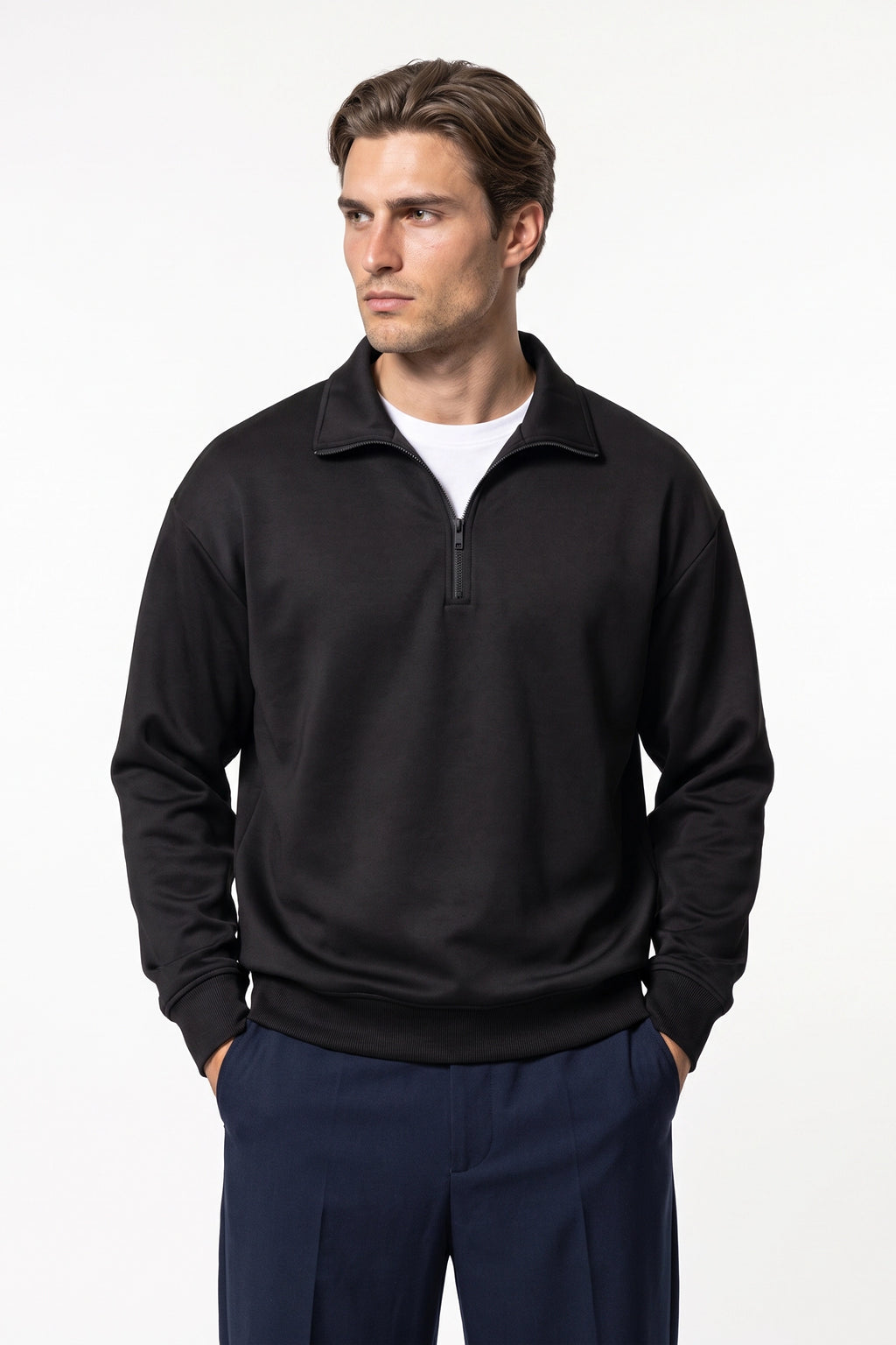 Men's Winter Comfortable Quarter Zip Jumper Relaxed Fit
