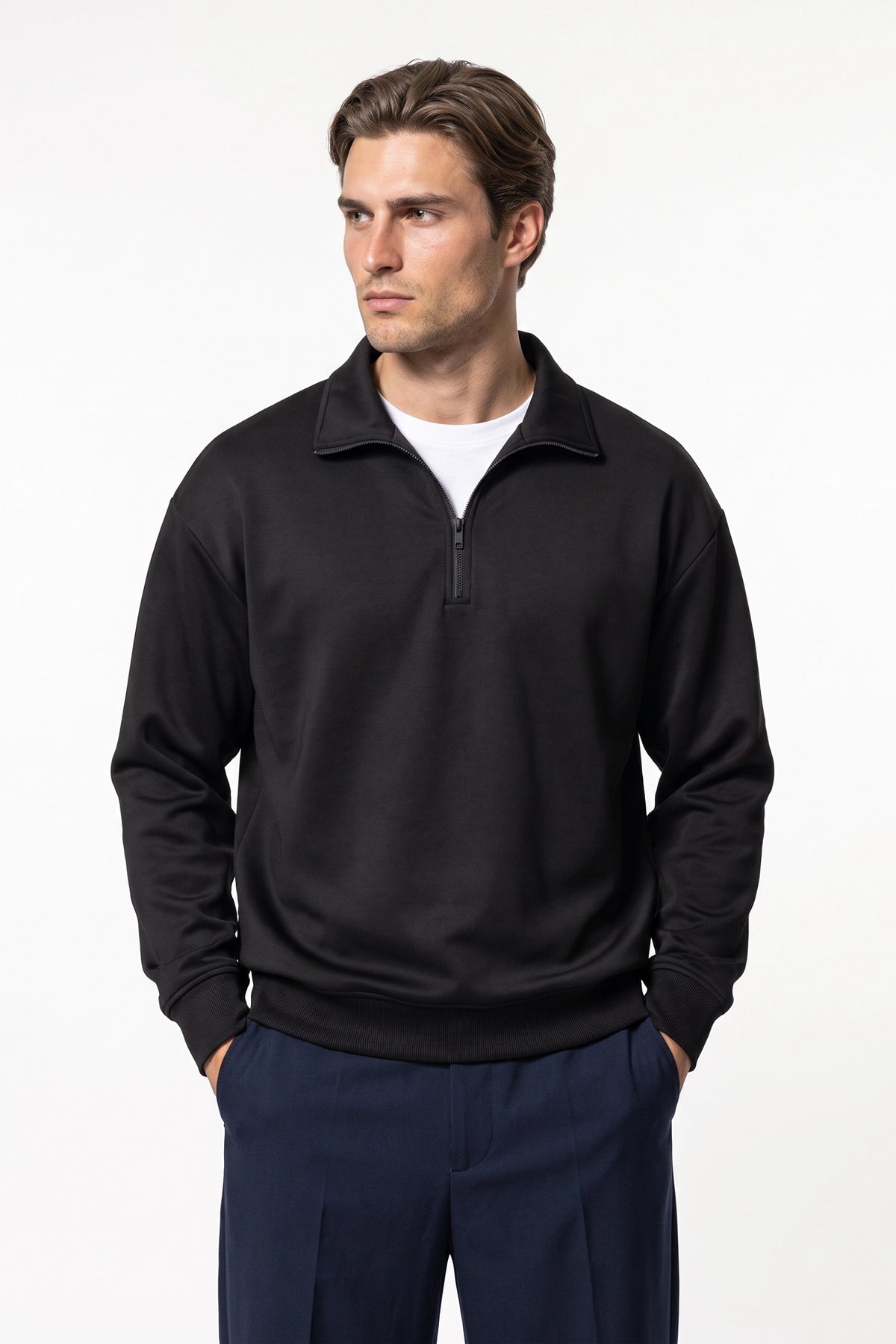Men's Winter Comfortable Quarter Zip Jumper Relaxed Fit