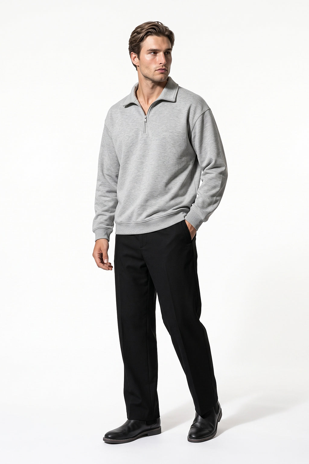 Men's Winter Comfortable Quarter Zip Jumper Relaxed Fit