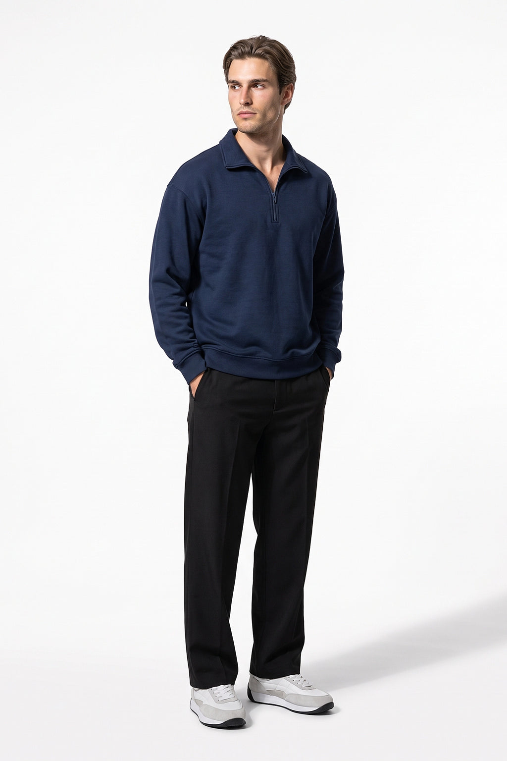 Men's Winter Comfortable Quarter Zip Jumper Relaxed Fit