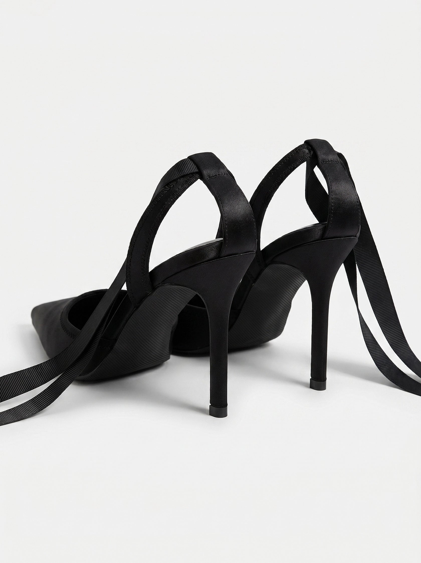Pointed Toe Tie Up Stiletto Heels For Formal Evening Court Shoes
