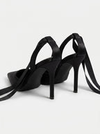 Pointed Toe Tie Up Stiletto Heels For Formal Evening Court Women Shoes