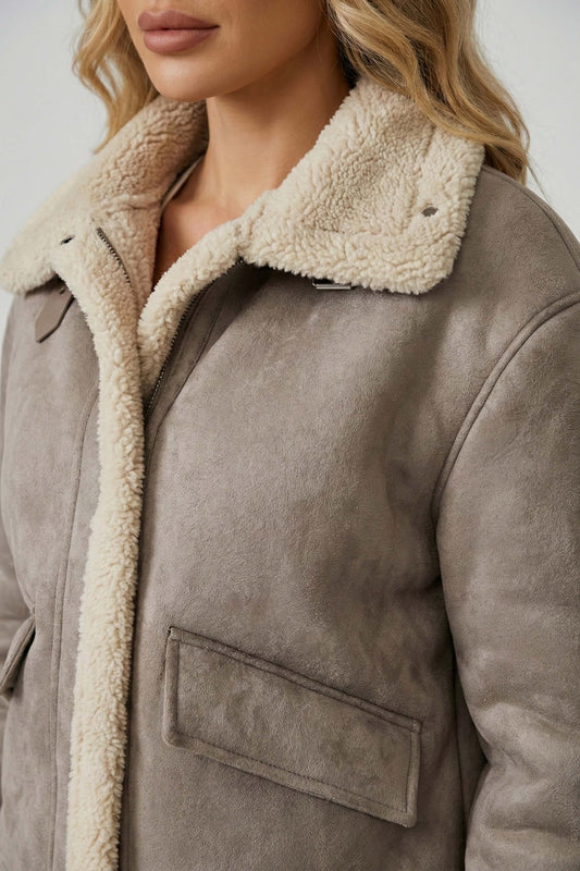 Caurelle | Women’s Plush Shearling Short Jacket – Soft Winter Comfort