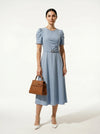 Caurelle | Elegant Summer Midi Dress with Waist Belt