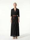 Caurelle | Women’s Lapel Wrap Maxi Dress Elegant Flowing Silhouette