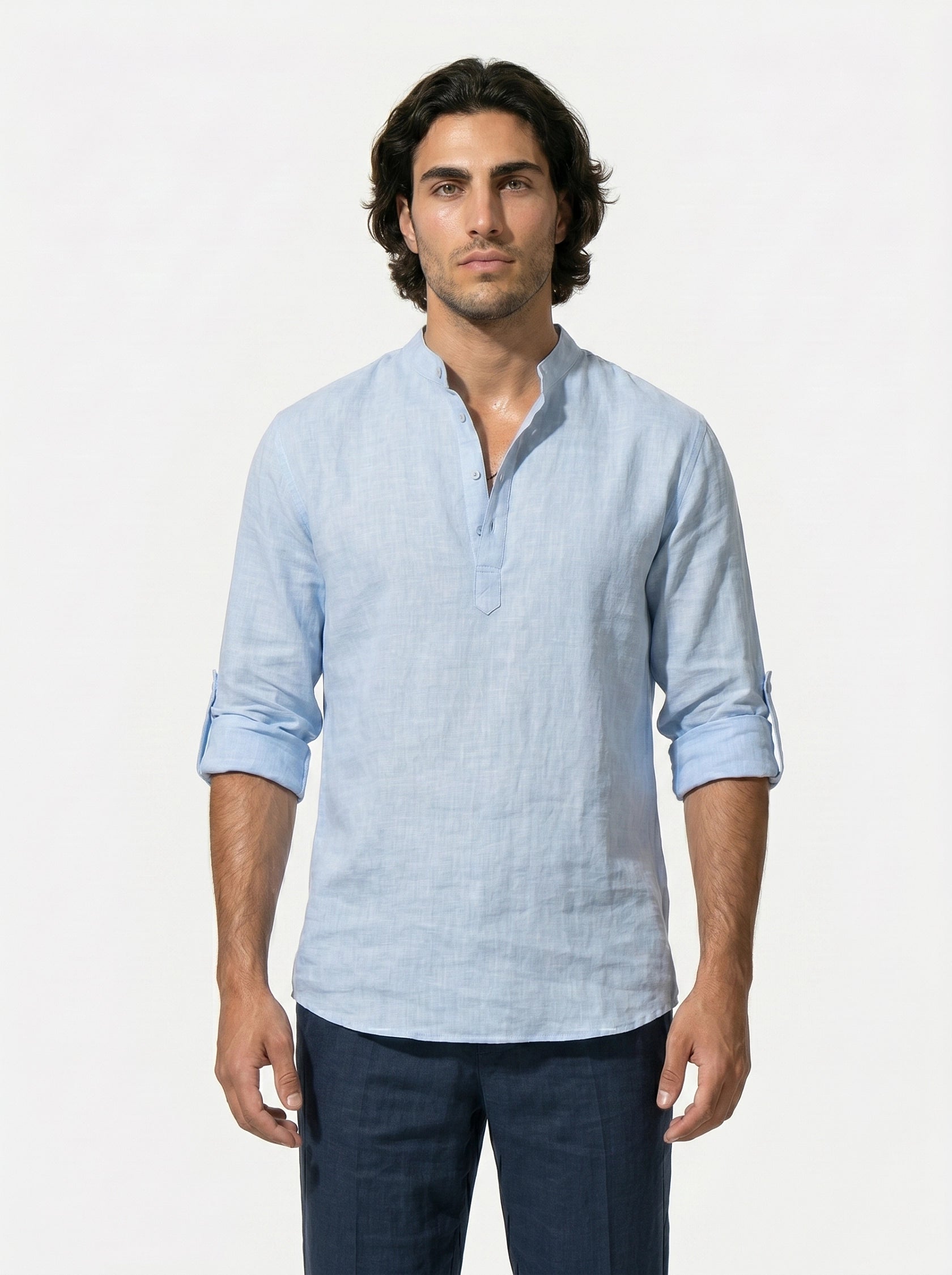 Caurelle | Men’s Linen Style Shirt Lightweight Summer Comfort