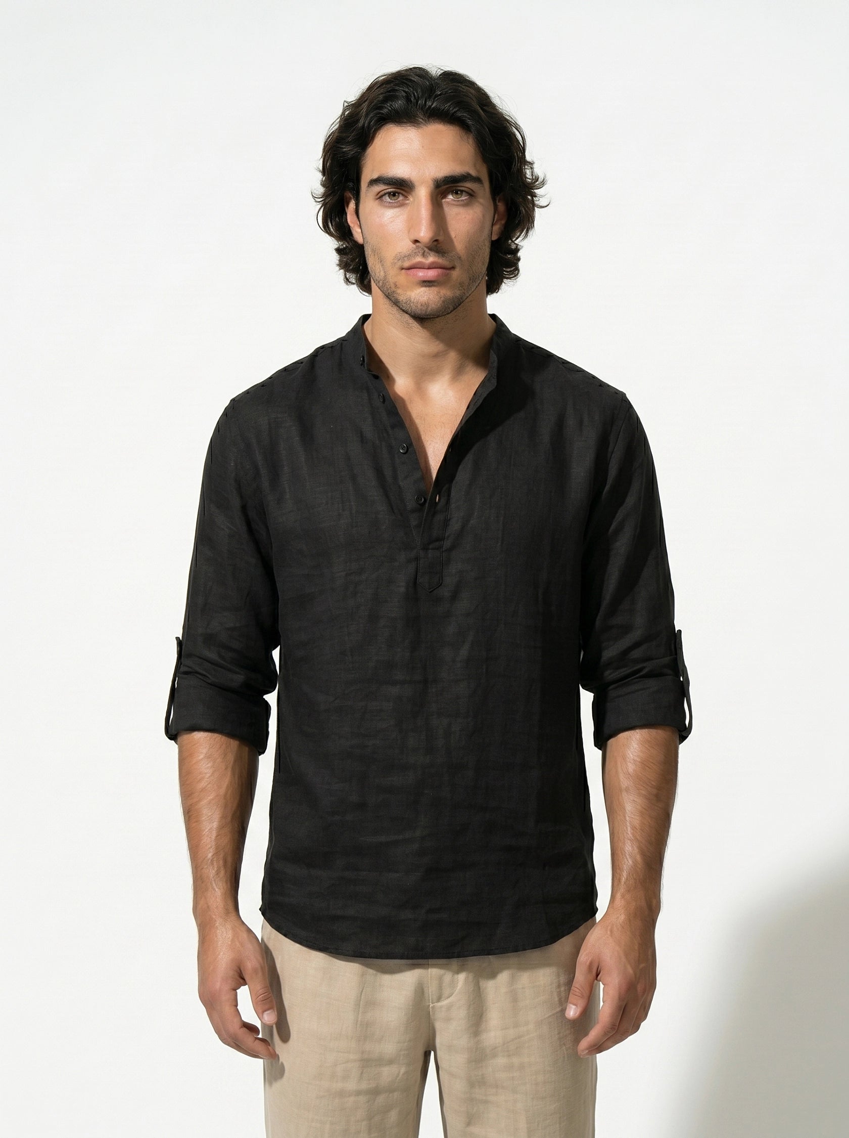 Caurelle | Men’s Linen Style Shirt Lightweight Summer Comfort