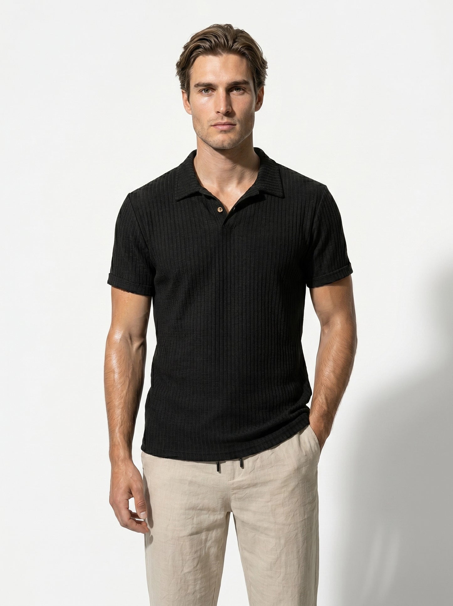 Caurelle | Men’s Jacquard Knit Polo Shirt
