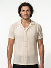 Caurelle | Men’s Jacquard Knit Cuban Collar Polo Shirt