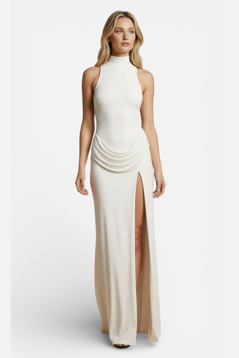 Caurelle | Elegant Women’s Sleeveless Long Maxi Dress with Turtleneck and Thigh Split