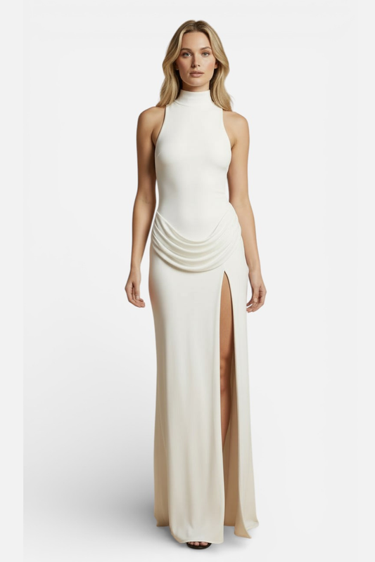 Caurelle | Elegant Women’s Sleeveless Long Maxi Dress with Turtleneck and Thigh Split