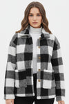Caurelle | Women’s Plaid Teddy Coat with Patched Pockets – Autumn/Winter Outerwear