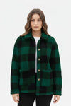 Caurelle | Women’s Plaid Teddy Coat with Patched Pockets – Autumn/Winter Outerwear